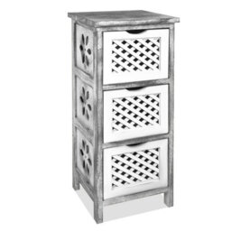 Livivo Minerva 3 Drawer Chest Of Drawers Grey White Small Bedroom Storage Unit Rustic Scandi Drawer Cabinet - thumbnail 1