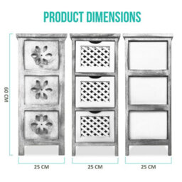 Livivo Minerva 3 Drawer Chest Of Drawers Grey White Small Bedroom Storage Unit Rustic Scandi Drawer Cabinet - thumbnail 5