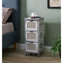 Livivo Minerva 3 Drawer Chest Of Drawers Grey White Small Bedroom Storage Unit Rustic Scandi Drawer Cabinet - thumbnail 9