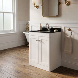 Balterley Swynnerton Traditional 2 Door Floor Standing Vanity Unit With Marble Basin, Satin White, 600mm - thumbnail 4