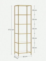LEDREM 6-Tier Glass Shelf, Bookshelf, Storage Rack, Tempered Glass, Easy Assembly, Bathroom, Living Room - thumbnail 6