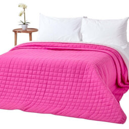 Homescapes Cotton Quilted Reversible Bedspread Pink & Cerise, 150 X 200 Cm