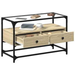 Berkfield Tv Cabinet With Glass Top Sonoma Oak 80X35X51 Cm Engineered Wood - thumbnail 3