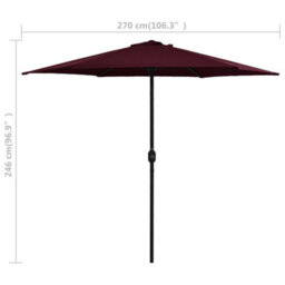 Berkfield Outdoor Parasol With Aluminium Pole 270X246 Cm Bordeaux Red - thumbnail 6