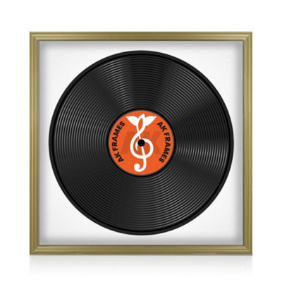 "16X16"" Gold Classic Vinyl Record Frame With White Mount For 12 Inch Lp Disc - Ak Frames" - image 1