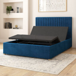 Aspire Grant Electric Adjustable Bed Upholstered With Pocket Sprung Mattress Uk Made, Plush Navy, Size Single - thumbnail 3