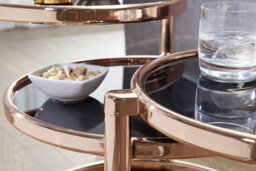 Aspect Furniture Eternity Coffee Table With Swivel Motion, Metal Copper/black Glass - thumbnail 2
