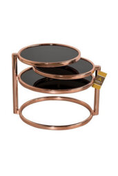 Aspect Furniture Eternity Coffee Table With Swivel Motion, Metal Copper/black Glass - thumbnail 3