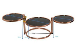 Aspect Furniture Eternity Coffee Table With Swivel Motion, Metal Copper/black Glass - thumbnail 6