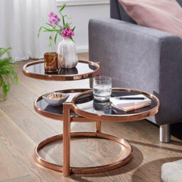 Aspect Furniture Eternity Coffee Table With Swivel Motion, Metal Copper/black Glass - thumbnail 1