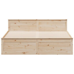 Berkfield Bed Frame Without Mattress With Headboard 180X200 Cm Super King Solid Wood Pine - thumbnail 4