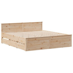 Berkfield Bed Frame Without Mattress With Headboard 180X200 Cm Super King Solid Wood Pine - thumbnail 3