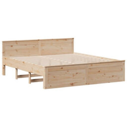 Berkfield Bed Frame Without Mattress With Headboard 180X200 Cm Super King Solid Wood Pine - thumbnail 7
