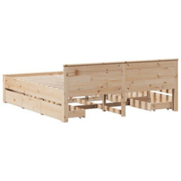 Berkfield Bed Frame Without Mattress With Headboard 180X200 Cm Super King Solid Wood Pine - thumbnail 6