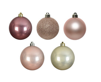 Decoris 30 Blush Pink Gold Christmas Tree Baubles - image 1