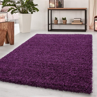 Wadan 160X230Cm Purple Shaggy Rug - Rectangular Soft Touch Thick Pile Modern Area Rug - Rugs For Living & Bedroom Non Shedding - image 1