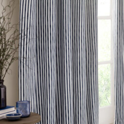 Yard Hebden Striped Cotton Eyelet Curtains, Navy, (W) 168 X (D) 229Cm - thumbnail 3