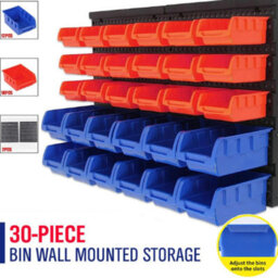 30 Bin Wall Mounted Garage Storage Organiser Rack - thumbnail 1