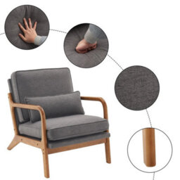 Modern Accent Chair Armchair With Wood Frame For Living Room Leisure - thumbnail 5