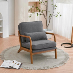 Modern Accent Chair Armchair With Wood Frame For Living Room Leisure - thumbnail 3