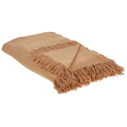 Beliani Bedspread Yerbent Cotton 200 X 220 Cm Golden Brown