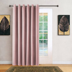 Bedlooms Blush Pink Linen Curtain 100% Blackout Thermal Insulated Eyelet Door Curtain Single Panel 66 X 84 Inches With Tie Back