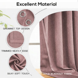 Bedlooms Blush Pink Linen Curtain 100% Blackout Thermal Insulated Eyelet Door Curtain Single Panel 66 X 84 Inches With Tie Back - thumbnail 4