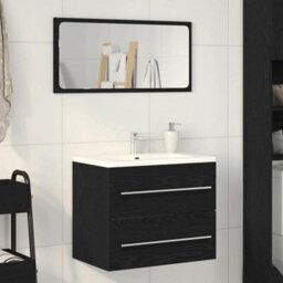 Berkfield Durable Bathroom Sink Cabinet Black Oak 60X38.5X48 Cm Engineered Wood - thumbnail 3