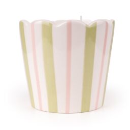 Candlelight Green, Pink & White Stripe Woodsage & Seasalt Small Decorative Candle - thumbnail 2
