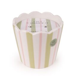 Candlelight Green, Pink & White Stripe Woodsage & Seasalt Small Decorative Candle - thumbnail 3