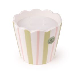 Candlelight Green, Pink & White Stripe Woodsage & Seasalt Small Decorative Candle - thumbnail 4