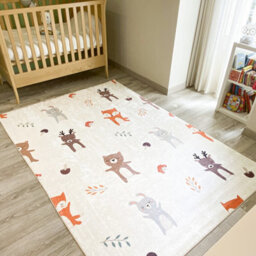 Sweeek - Children's Indoor Rug White With Animal Print Ravon 160X120X0.5 Cm - thumbnail 1