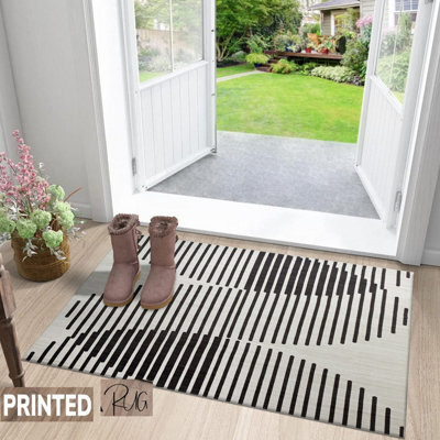 Ameha Printed Cream Rug For Bedroom Modern Carpet - Geometric Style Durable Super Soft Small Rug (40 X 60Cm, Jett) - image 1