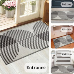 Ameha Printed Cream Rug For Bedroom Modern Carpet - Geometric Style Durable Super Soft Small Rug (40 X 60Cm, Jett) - thumbnail 6