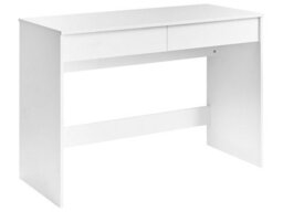 Wyld And Coco White Home Office Desk 110 X 50 Cm With Two Drawers And Shelves Scandinavian Style - thumbnail 3