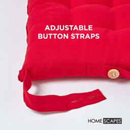 Homescapes Red Seat Pads 100% Cotton Chair Cushions 40X40 Cm, Set Of 4 Plain Chair Pads For Dining, Kitchen Or Garden Outdoor Use - thumbnail 5