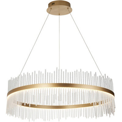 Loops Hanging Ceiling Pendant Light - Brushed Gold Plated Finish & Clear Glass - 83W Led (Smd 2835) Warm White - image 1