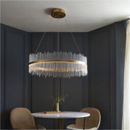 Loops Hanging Ceiling Pendant Light - Brushed Gold Plated Finish & Clear Glass - 83W Led (Smd 2835) Warm White - thumbnail 3