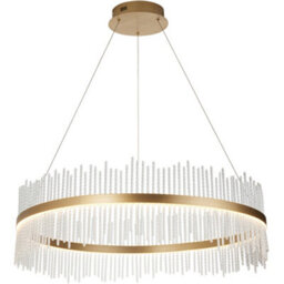 Loops Hanging Ceiling Pendant Light - Brushed Gold Plated Finish & Clear Glass - 83W Led (Smd 2835) Warm White