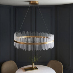 Loops Hanging Ceiling Pendant Light - Brushed Gold Plated Finish & Clear Glass - 83W Led (Smd 2835) Warm White - thumbnail 4