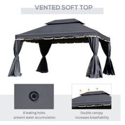 Outsunny 3X4M 2-Tier Gazebo Aluminium Garden Marquee Party Tent Black - thumbnail 5
