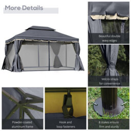 Outsunny 3X4M 2-Tier Gazebo Aluminium Garden Marquee Party Tent Black - thumbnail 6