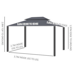 Outsunny 3X4M 2-Tier Gazebo Aluminium Garden Marquee Party Tent Black - thumbnail 3