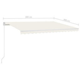 Berkfield Manual Retractable Awning With Led 400X300 Cm Cream - thumbnail 7