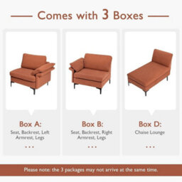 L Shaped 3 Seater Sofa Couch Set Upholstered Convertible Chaise Lounge - thumbnail 4