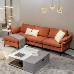 L Shaped 3 Seater Sofa Couch Set Upholstered Convertible Chaise Lounge - thumbnail 6