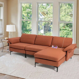 L Shaped 3 Seater Sofa Couch Set Upholstered Convertible Chaise Lounge - thumbnail 1