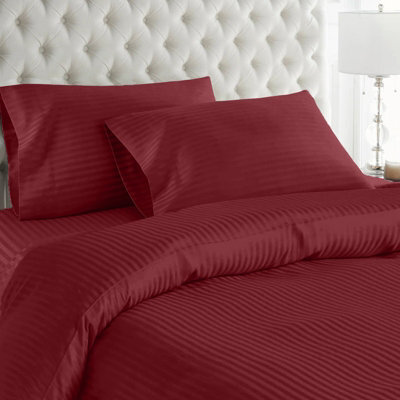Moonlight Bedding Stripe Duvet Cover & Pillowcase Set King (Burgundy, 230X220Cm)