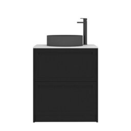 Royal Bathrooms Royal Bathroom Elmore 700mm Matt Nocturne Black Freestanding Countertop Bathroom Vanity Unit 2 Drawer With Art Round Basin - thumbnail 7