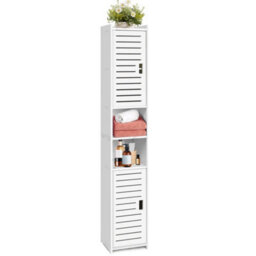 Freestanding Tall Bathroom Cabinet Slim Storage Organizer 2 Doors - thumbnail 1